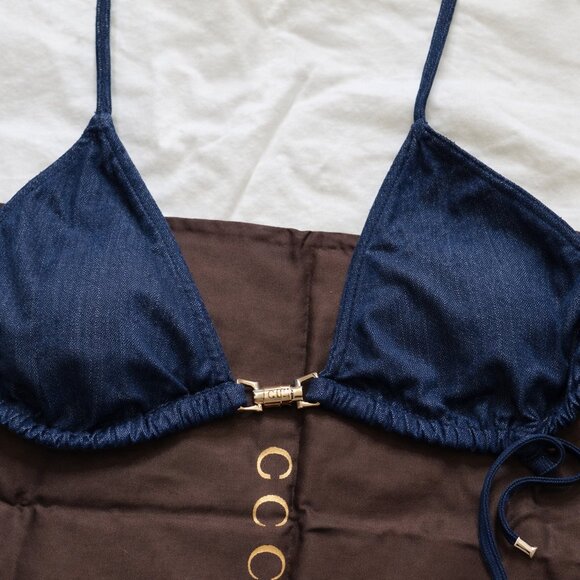 NEW, Gucci Stretch Denim Jackie Piston Lock Bikini - Picture 4 of 16